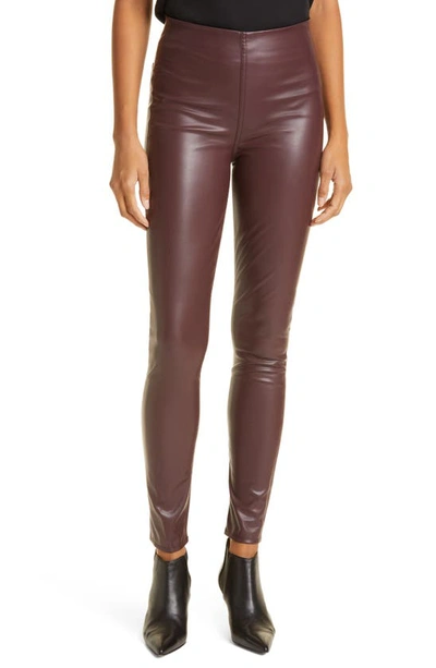 Rag & Bone Nina High Waist Pull On Faux Leather Skinny Pants In Burgundy