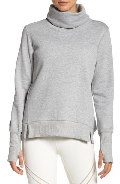 Alo Yoga 'haze' Funnel Neck Sweatshirt In Dove Grey Heather