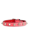 Christian Louboutin Loublink Studded Leather Bracelet In Fiesta/ Silver