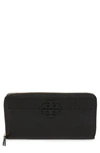 Tory Burch Mcgraw Leather Continental Zip Wallet In Black