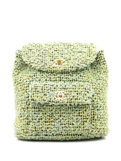 Pre-owned Chanel 1992 Duma Woven Backpack In Green