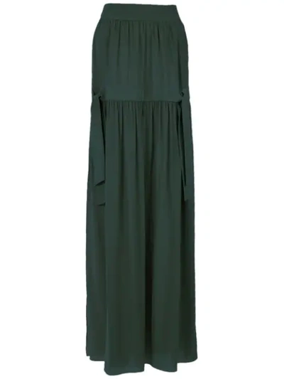 Adriana Degreas Silk Maxi Skirt In Green