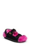 Kurt Geiger Orson Faux Fur-lined Velvet Sandals In Black/comb