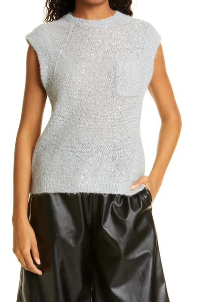 Atm Anthony Thomas Melillo Wool-blend Sequined Sweater Tank In Fog