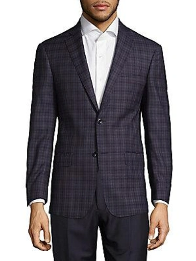 Michael Kors Checkered Wool Sport Coat In Blue