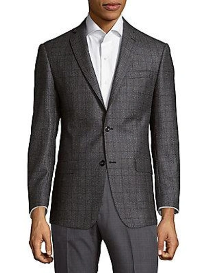 Michael Kors Checkered Wool Sport Coat In Grey