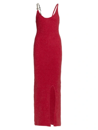 Alejandra Alonso Rojas Women's Crystal-embellished Wool-blend Knit Maxi Dress In Red