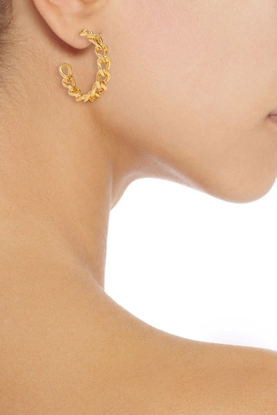 Oscar De La Renta Hoop Earrings Gold-tone Bell-back Fastening
