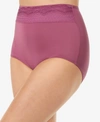Warner's No Pinching No Problems Lace-waist Brief Underwear Rs7401p In Amaranth