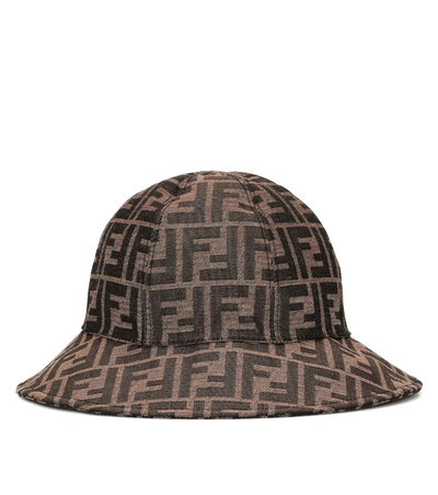 Fendi Kids' Ff Monogram Sun Hat In Brown