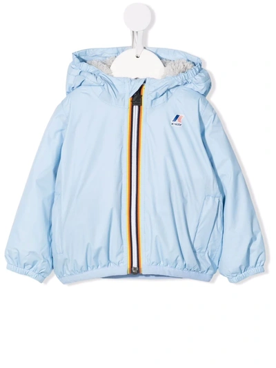 K-way Babies' Logo Zipped Hooded Jacket In Blue