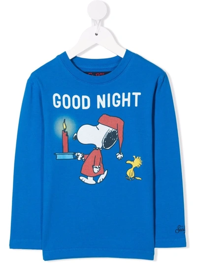 Mc2 Saint Barth Teen Snoopy-print Cotton T-shirt In Blue