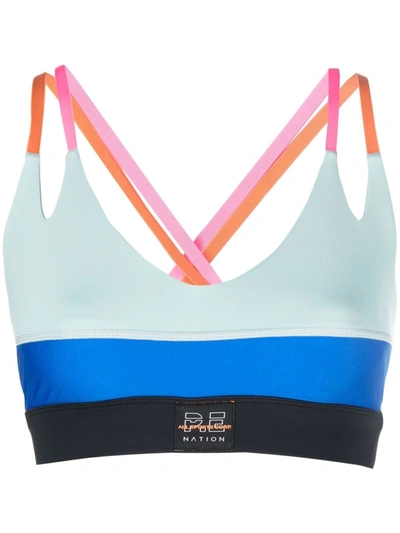 P.e Nation Victory Color-block Recycled Stretch Sports Bra In Grey