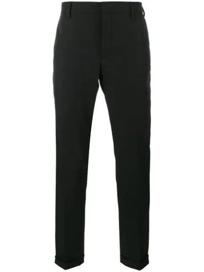 Prada Turn Up Cuffs Tailored Trousers In Black