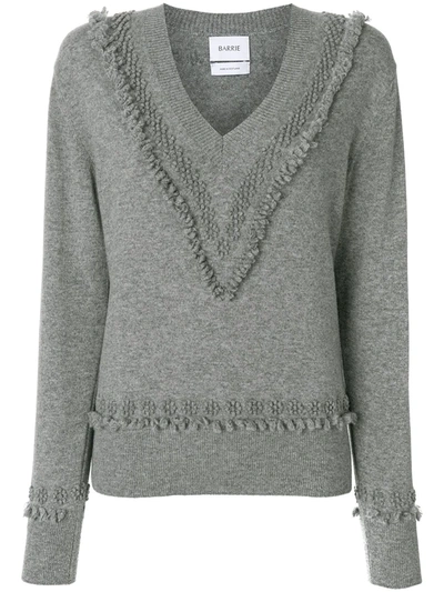 Barrie Romantic Timeless Cashmere V Neck Pullover In Grey