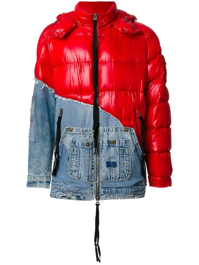 Moncler X Greg Lauren Denim Panel Padded Jacket | ModeSens