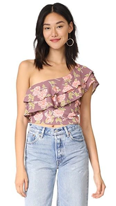 Flynn Skye Claire Crop Top In Mauve Blossoms