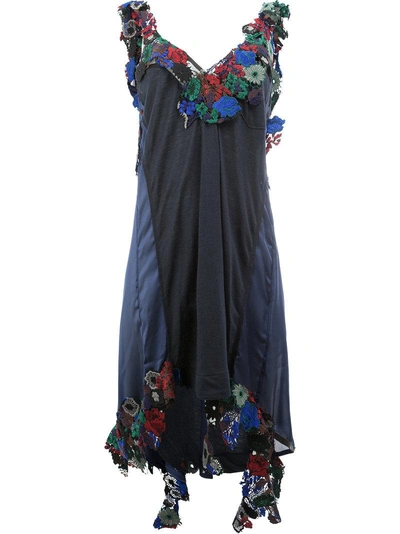 Sacai Floral Embellished Asymmetric Dress In Multicolour