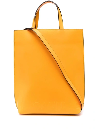 Ganni Embossed-logo Tote Bag In Orange | ModeSens