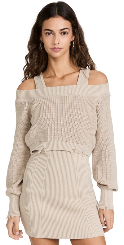 Ser.o.ya Janelle Cropped Sweater & Knit Tank Dress, 2-piece Set In Ivory