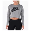 Nike Women's Sportswear Essential Crop Long Sleeve Top, Grey