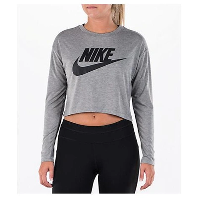 Nike Women's Sportswear Essential Crop Long Sleeve Top, Grey