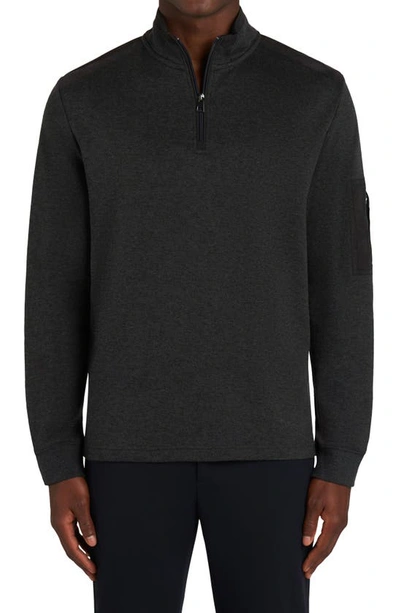 Bugatchi Cotton Blend Quarter Zip Sweater In Graphite