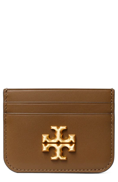 Tory Burch Logo-motif Leather Cardholder In Moose/rolled Brass