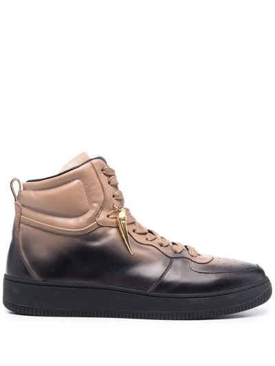 Roberto Cavalli High-top Lace-up Trainers In Nude