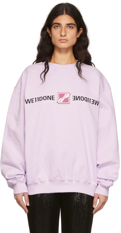 We11 Done Mirrored Logo Cotton Sweatshirt In Violett