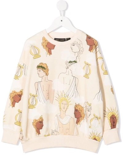Mini Rodini Kids' Gods And Goddesses-print Organic Cotton Sweatshirt In Beige