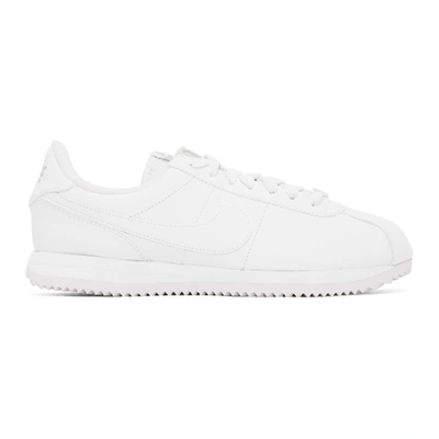 Nike Men's Cortez Basic Leather Casual Sneakers From Finish Line In 110 White/w