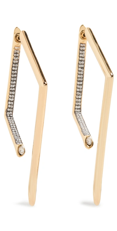 Demarson Yana Two-tone & Crystal Geometric Hoop Earrings In Goldclear Crystal