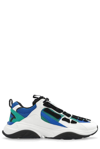 Amiri Bone Runner Leather And Mesh Trainers In Black,green,blue