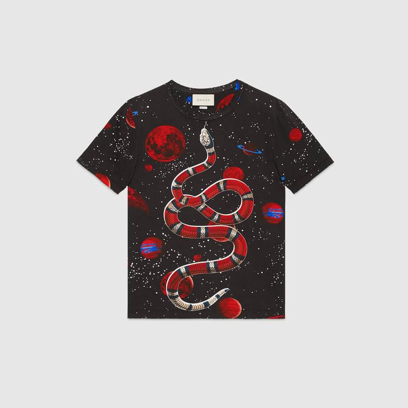 Gucci Space Snake Print T-shirt | ModeSens