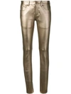 Saint Laurent High-rise Skinny Metallic Jeans In Oro