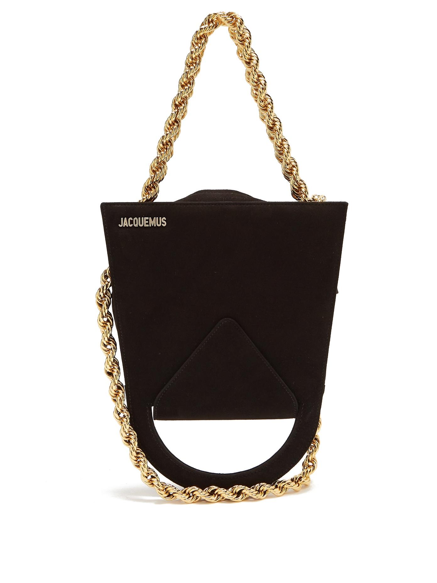 Jacquemus Upside-down Triple-chain Suede Bag In Black | ModeSens