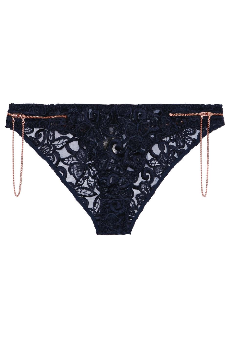 Agent Provocateur Soiree Terri Zip-detailed Embroidered Tulle Briefs |  ModeSens