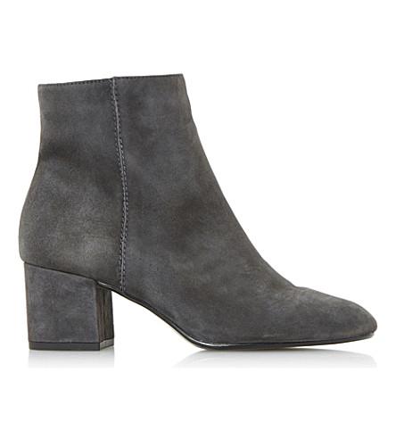 grey suede block heel boots