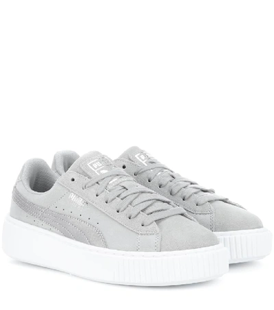 Puma Platform Safari Suede Sneakers In Grey