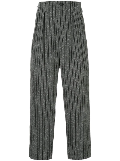 Yohji Yamamoto Striped Tapered Trousers - Grey