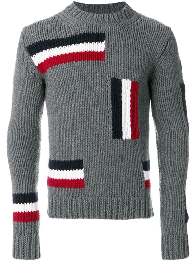 Moncler Crew-neck Intarsia-knit Wool Sweater In 989 Grey