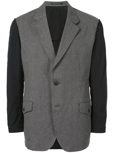 Yohji Yamamoto Contrast Sleeve Blazer In Grey