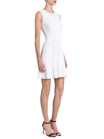 Versace Pointelle Knit Dress With Flare Skirt In White