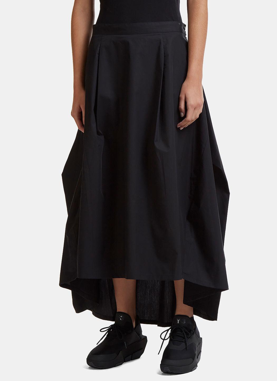 Y-3 Long Asymmetric Draped Pleat Skirt In Black | ModeSens