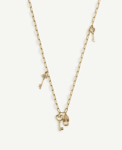 Ann Taylor Lock And Key Layering Necklace In Gold