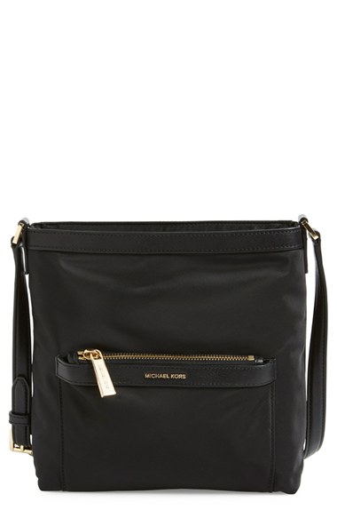 Michael Michael Kors 'morgan' Nylon Messenger Bag In Black/ Gold | ModeSens