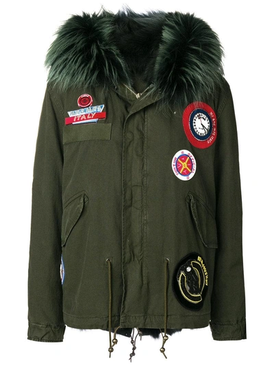 Mr & Mrs Italy Parka Coat With Patch Appliqués In Green