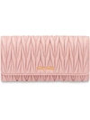 Miu Miu Matelassé Foldover Wallet In Pink
