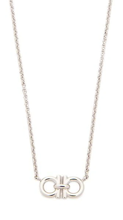 Ferragamo Double Gancio Necklace In Silver